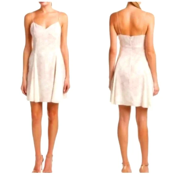 Marchesa Rose Kaleidoscope Mini Swing Dress Pink/Crm A-line Thin Straps MED NWT